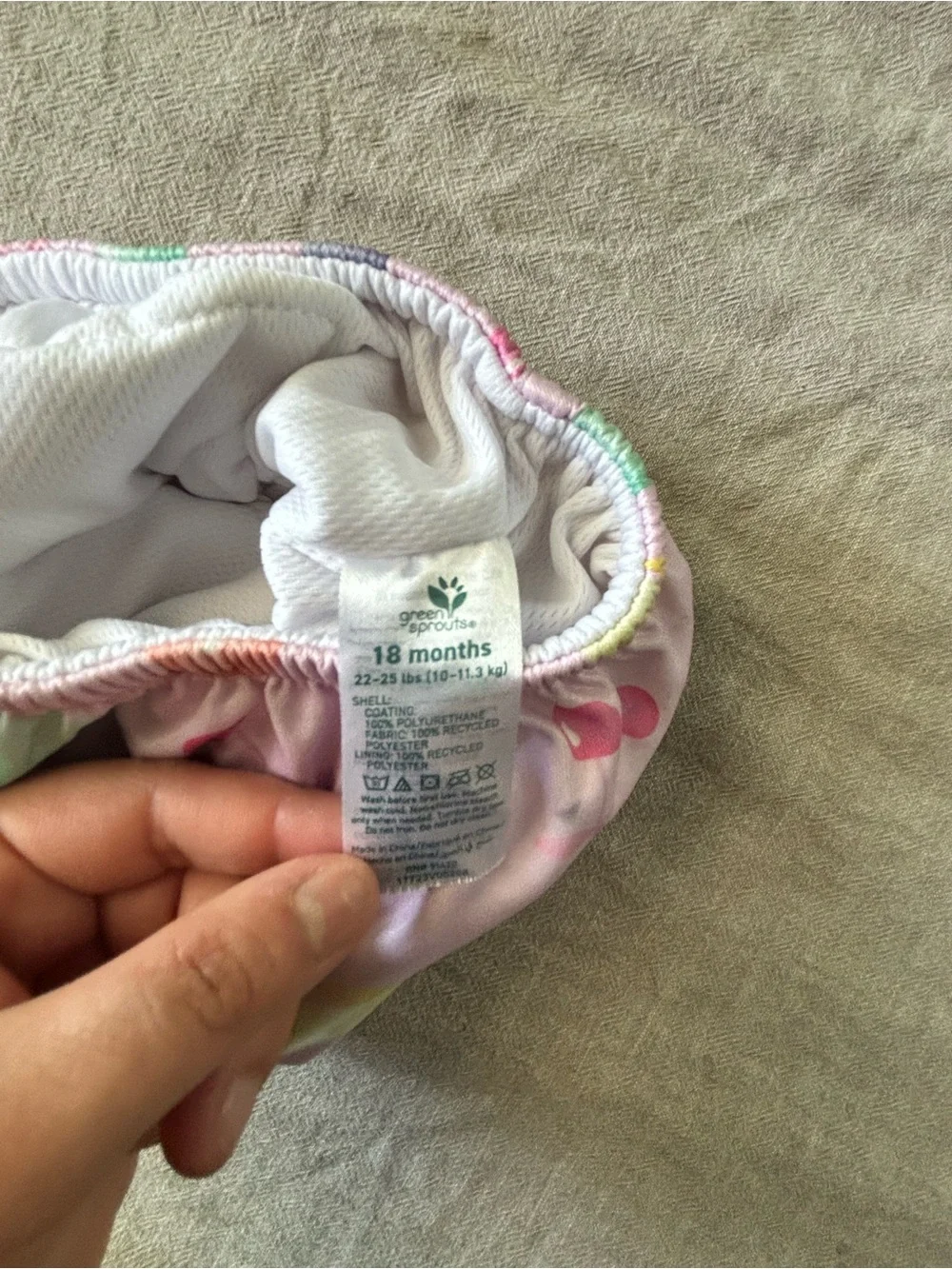 Pastel Pink Fruit-Print Swim Diaper Cover